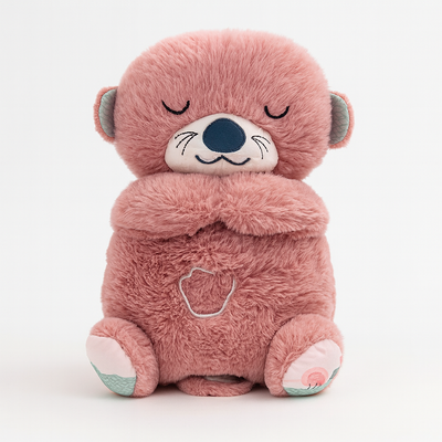 Pink Plush toy with soothing music and breathing movements