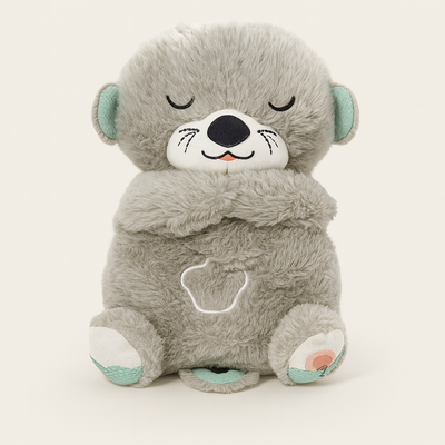 Grey Plush toy with soothing music and breathing movements