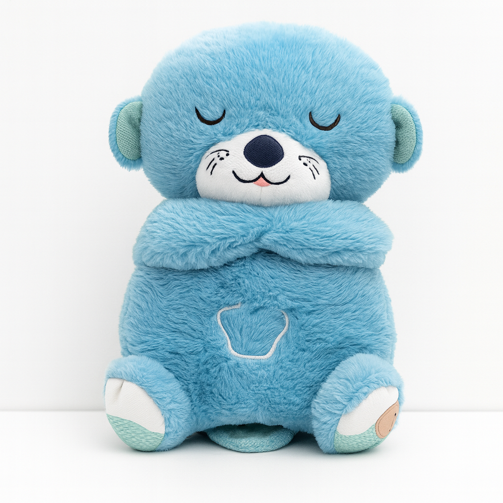 Blue Plush toy with soothing music and breathing movements