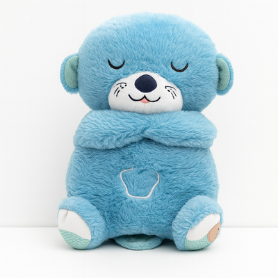 Blue Plush toy with soothing music and breathing movements
