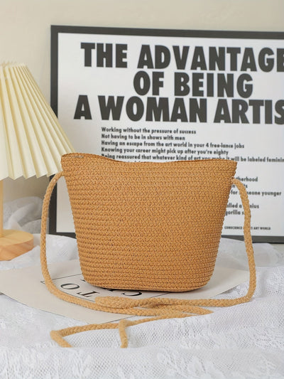 Julia | Sac croisé en paille Boho avec nœud ou fleur - Parfait pour les sorties d'été !