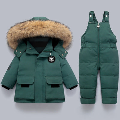 Manteau d'hiver chaud pour enfants avec col en fourrure