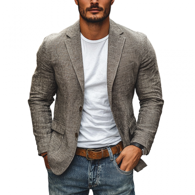 Lin Colbert Hommes Slim-fit avec revers échancré - Blazer léger en coton et lin pour le printemps et l'été