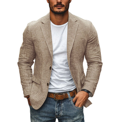 Lin Colbert Hommes Slim-fit avec revers échancré - Blazer léger en coton et lin pour le printemps et l'été