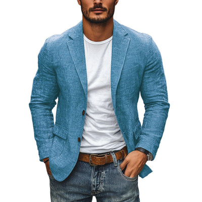 Lin Colbert Hommes Slim-fit avec revers échancré - Blazer léger en coton et lin pour le printemps et l'été