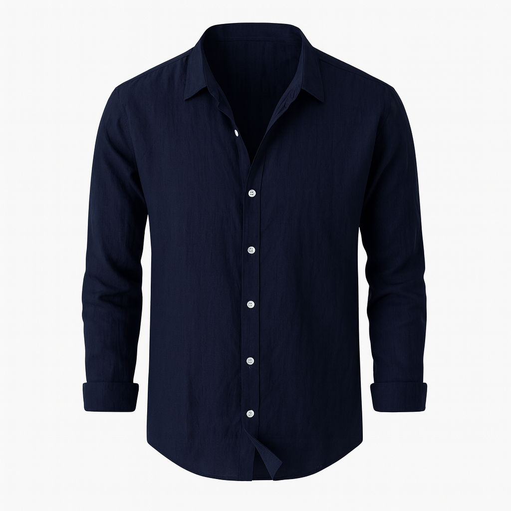 Navy Blue Men's Linen Shirt