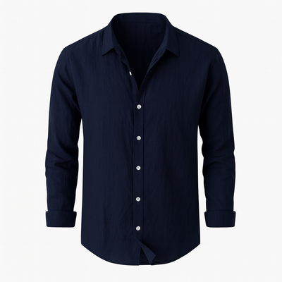 Navy Blue Men's Linen Shirt