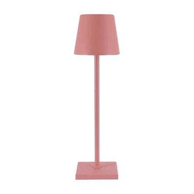 Lampe de table rose moderne avec abat-jour conique, design minimaliste, idéale pour décoration intérieure, éclairage d'ambiance élégant.
