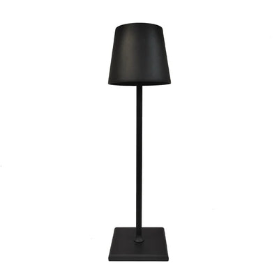 Lampe de table moderne noire, design minimaliste, abat-jour conique, base carrée, éclairage intérieur élégant, décoration contemporaine.