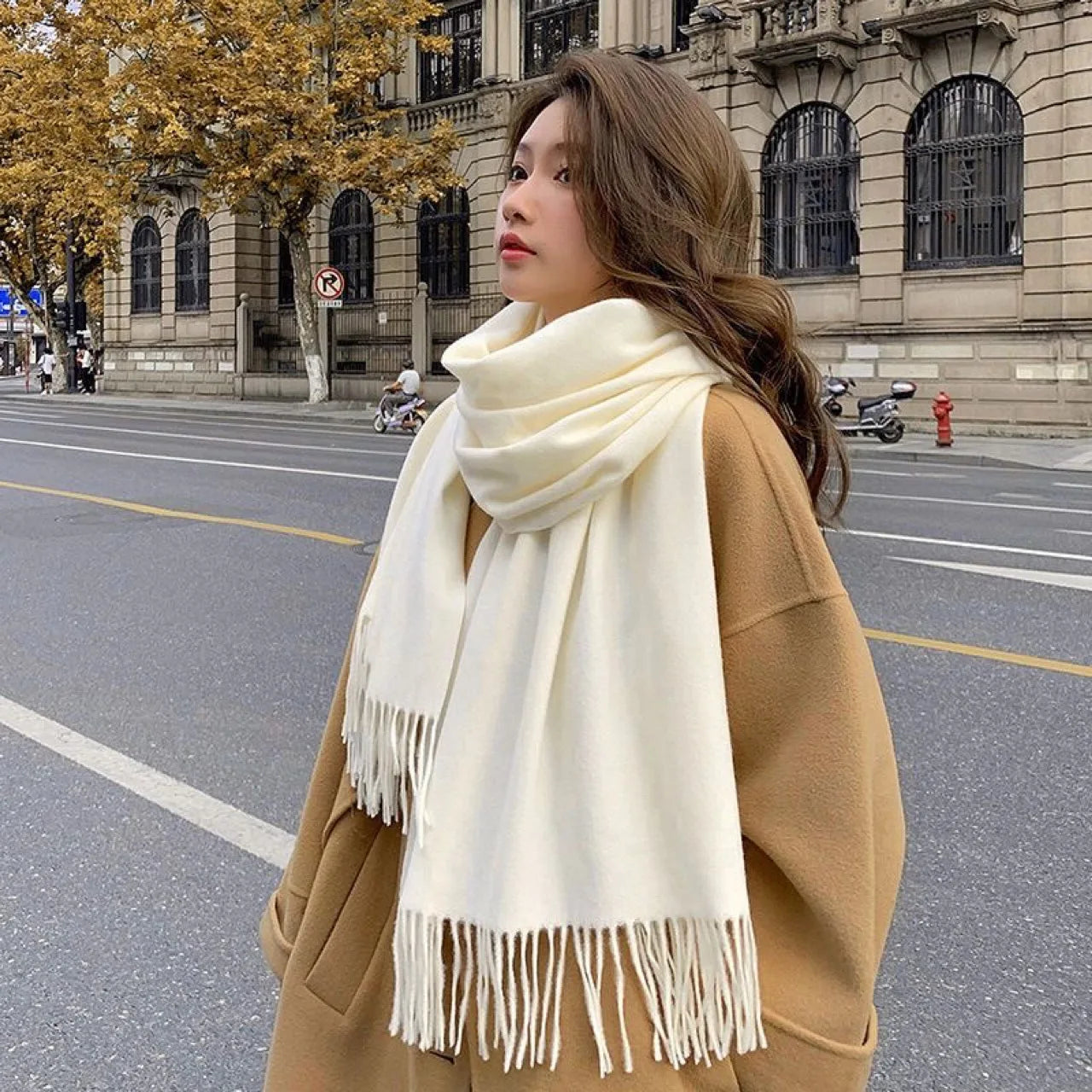 Echarpe de luxe en cachemire noir pour femmes - Accessoire chaud et élégant pour l'hiver