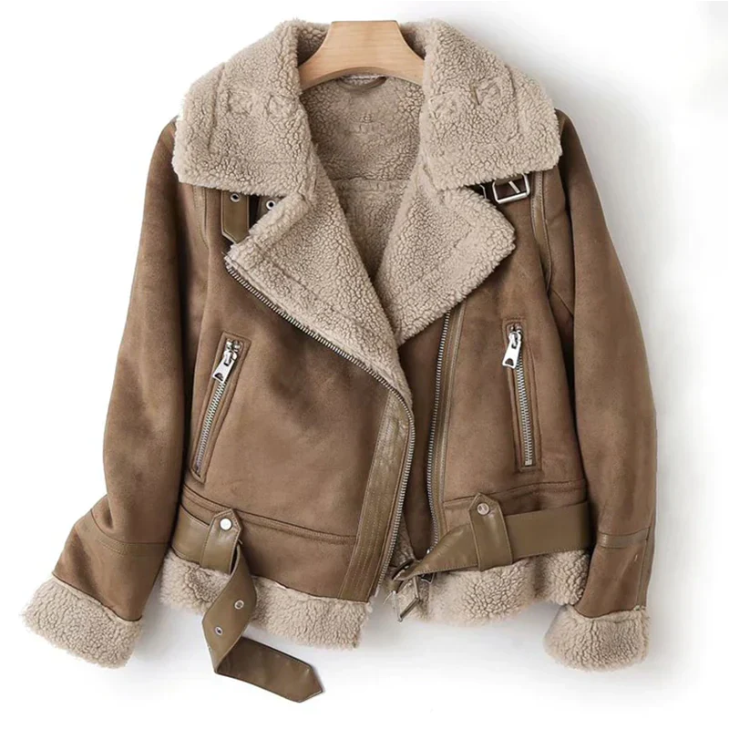 Veste en cuir avec doublure sherpa - Macie