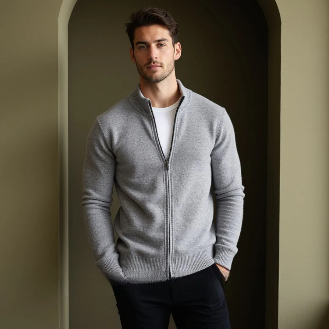 Merino - Gilet en laine pour homme avec fermeture éclair