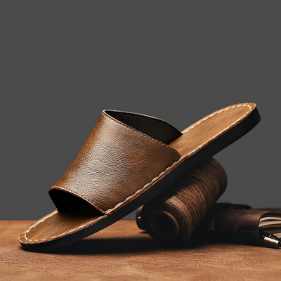 Zapatillas cruzadas de piel auténtica para hombre