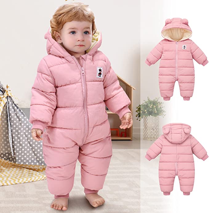 Grenouillère d'hiver pour bébé, chaude et confortable, avec oreilles