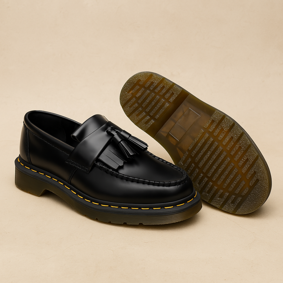 Mocasines de hombre de piel marrón con detalle de borla - Cómodos mocasines slip-on para vestir informal o de etiqueta
