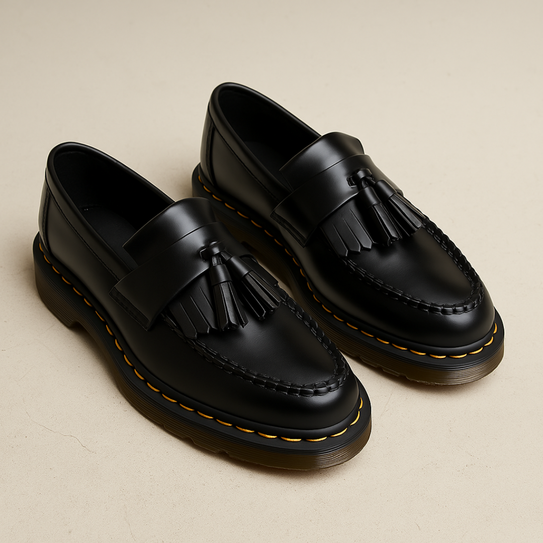 Mocasines de hombre de piel marrón con detalle de borla - Cómodos mocasines slip-on para vestir informal o de etiqueta