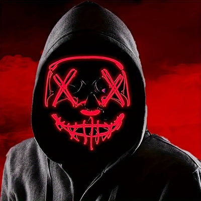 Maska LED na Halloween - Anonimowy projekt z czerwonym światłem