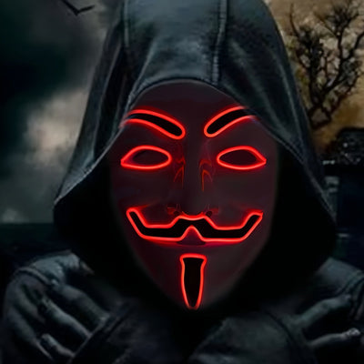 Maska LED na Halloween - Anonimowy projekt z czerwonym światłem