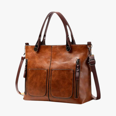 Sac à main en cuir multi-poches style vintage pour femme
