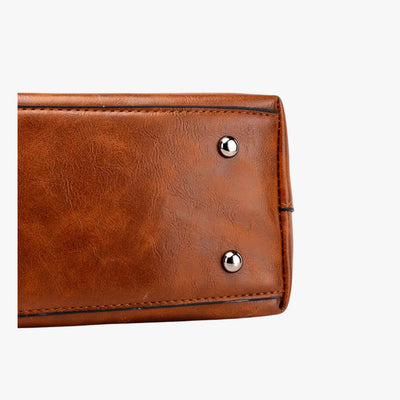 Sac à main en cuir multi-poches style vintage pour femme