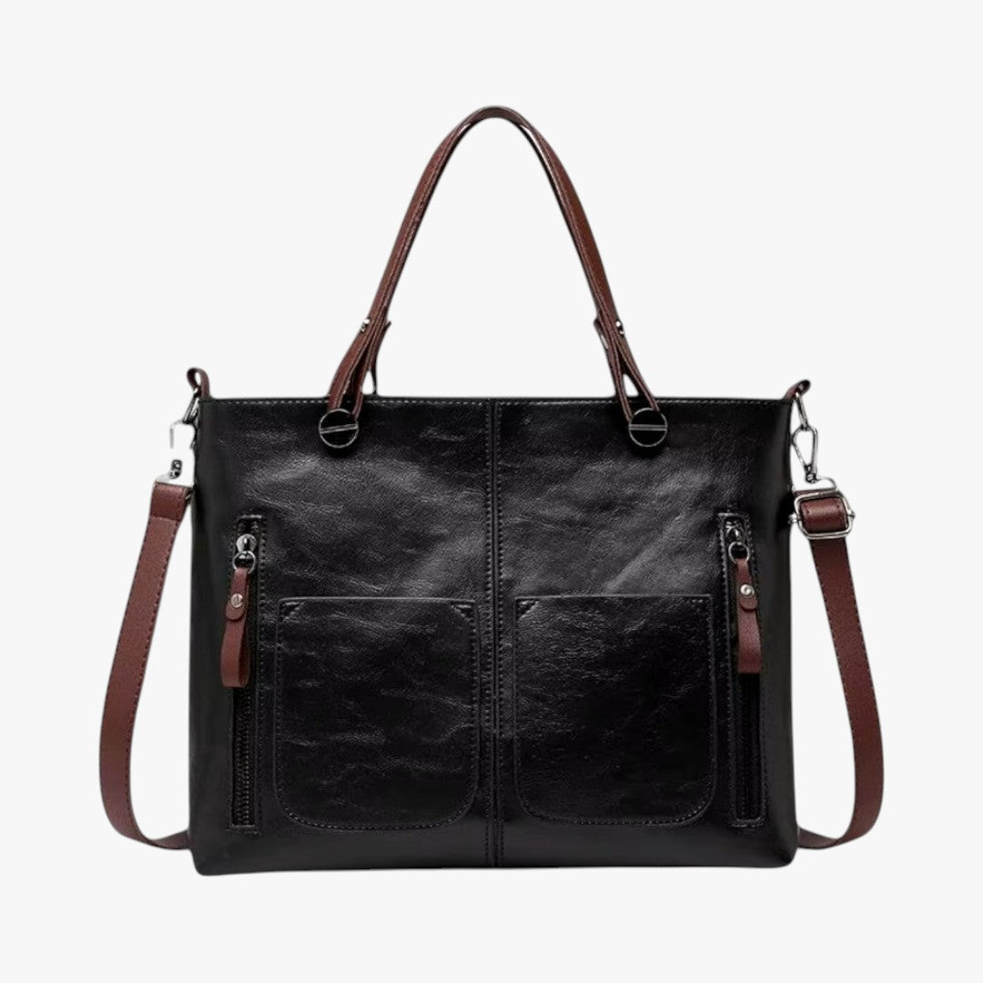 Sac à main en cuir multi-poches style vintage pour femme