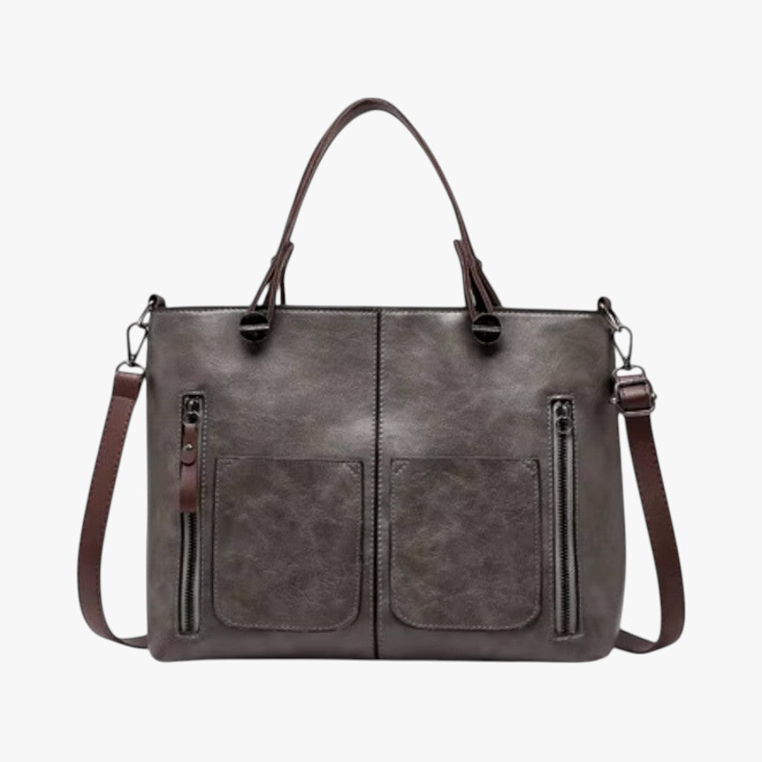 Sac à main en cuir multi-poches style vintage pour femme
