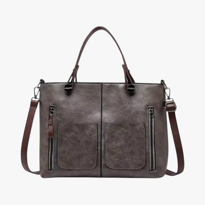 Sac à main en cuir multi-poches style vintage pour femme