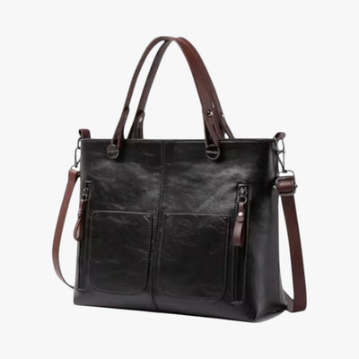 Sac à main en cuir multi-poches style vintage pour femme