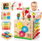 MINDBLOX - Cube d'apprentissage Montessori en bois 8-en-1 pour les enfants d'âge préscolaire avec jeux éducatifs