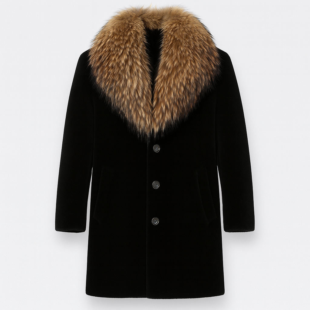 Brown  Fur Men's Fur-Lined Winter Coat