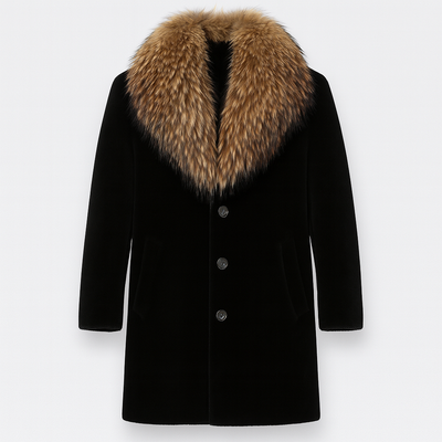 Brown  Fur Men's Fur-Lined Winter Coat