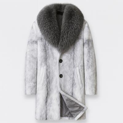 White Men's Fur-Lined Winter Coat