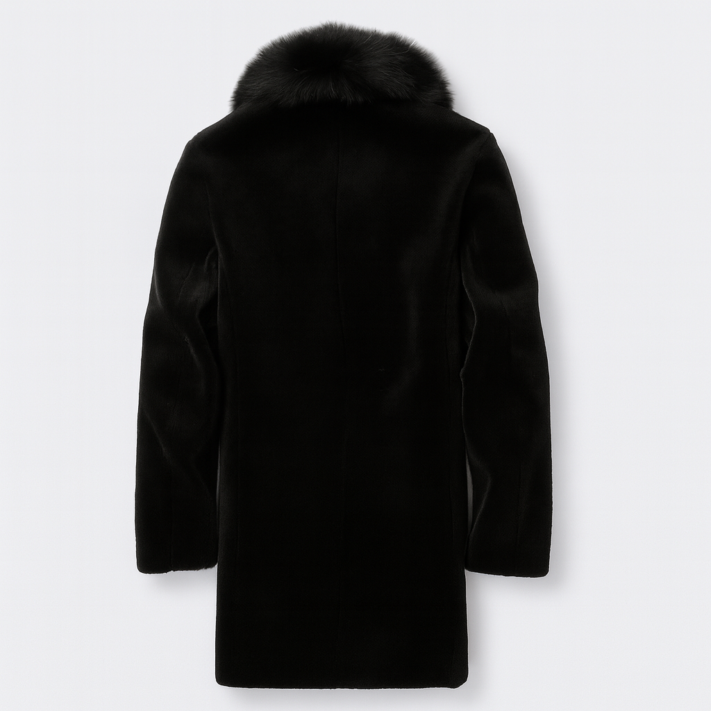 Black Men's Fur-Lined Winter Coat