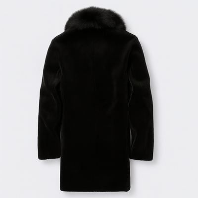 Black Men's Fur-Lined Winter Coat