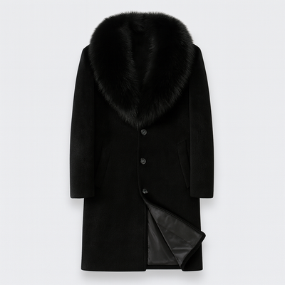 Black Men's Fur-Lined Winter Coat