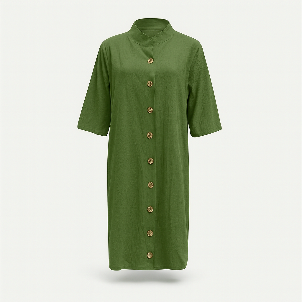 Green casual midi dress for women