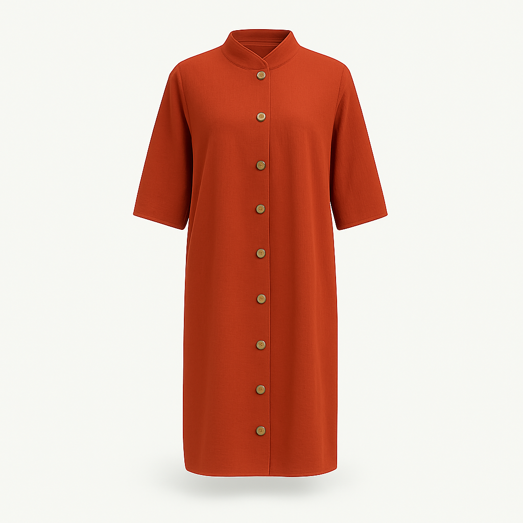 Orange casual midi dress for women
