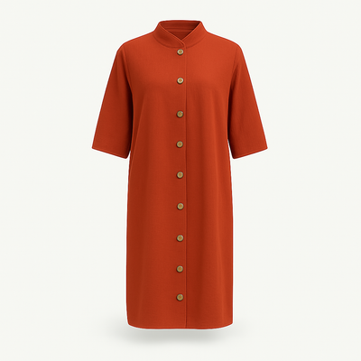 Orange casual midi dress for women