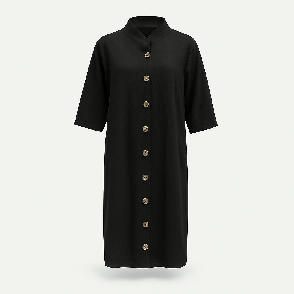 Black casual midi dress for women