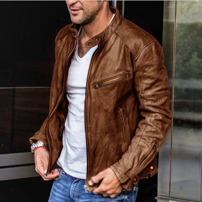 Veste de motard en cuir de haute qualité pour hommes