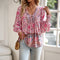 Blusa para mujeres - Corte relajado - Cuello anudado - Mangas largas - Estilo bohemio - Tejido cálido y transpirable - Perfecta para el otoño
