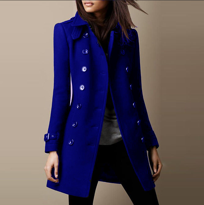 Veste longue raffinée en tweed avec boutons pour femmes