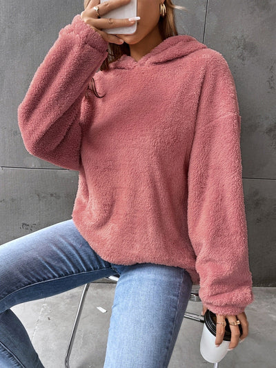 Sudadera con capucha para mujer - Suéter de polar - Diseño corto - Corte holgado - Mangas largas