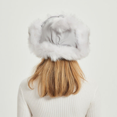 Bonnet d'hiver moelleux pour femmes avec oreilles d'animaux et design volumineux