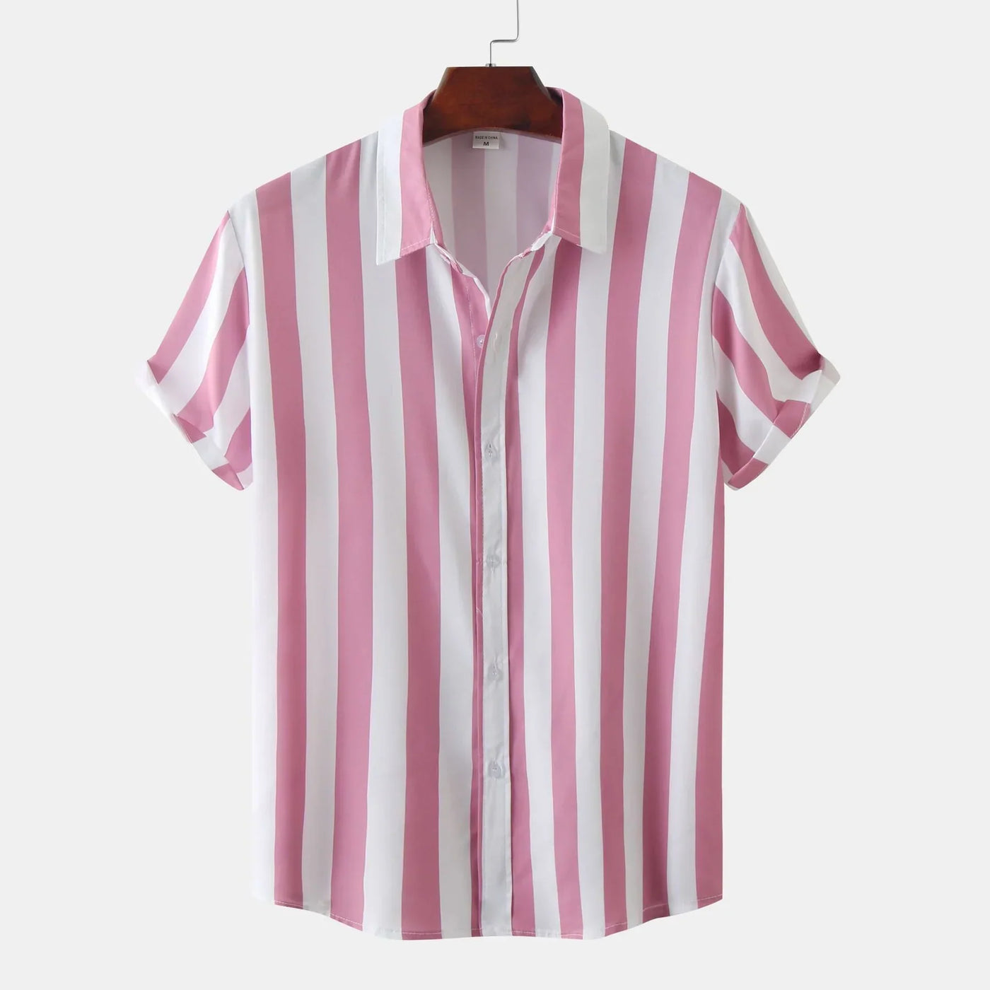 Chemise Boutonnée À Manches Courtes Pour Hommes | Rayures Verticales