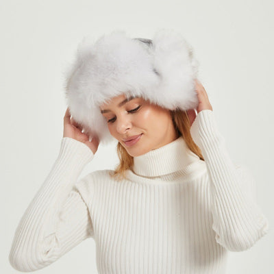 Bonnet d'hiver moelleux pour femmes avec oreilles d'animaux et design volumineux