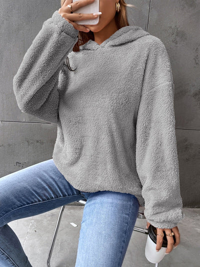 Sudadera con capucha para mujer - Suéter de polar - Diseño corto - Corte holgado - Mangas largas