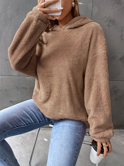Sudadera con capucha para mujer - Suéter de polar - Diseño corto - Corte holgado - Mangas largas