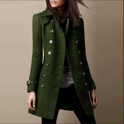 Veste longue raffinée en tweed avec boutons pour femmes