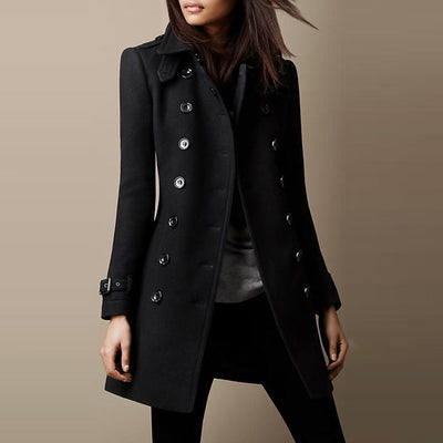 Veste longue raffinée en tweed avec boutons pour femmes